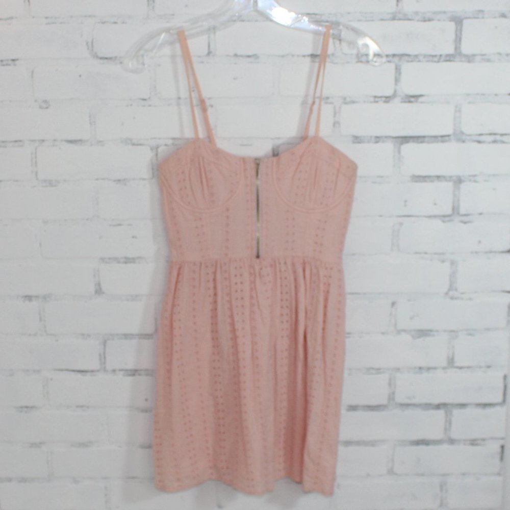 Forever 21 Pink Eyelet Short Dress w/ Zipper Front